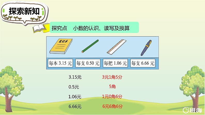 北师大(新)版 三上 第八单元 1.文具店(小数的认识)【优质课件】第6页