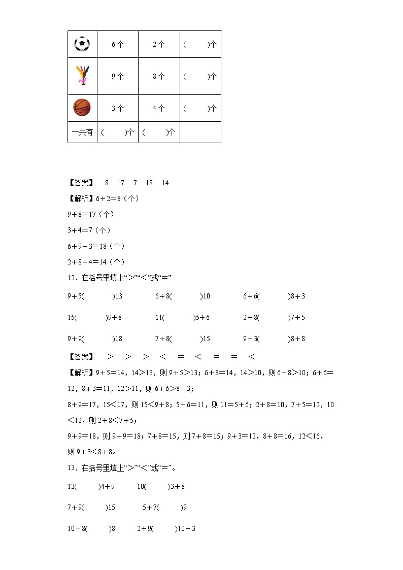 8.35、4、3、2加幾同步練習人教版數(shù)學一年級上冊（解析版）第3頁