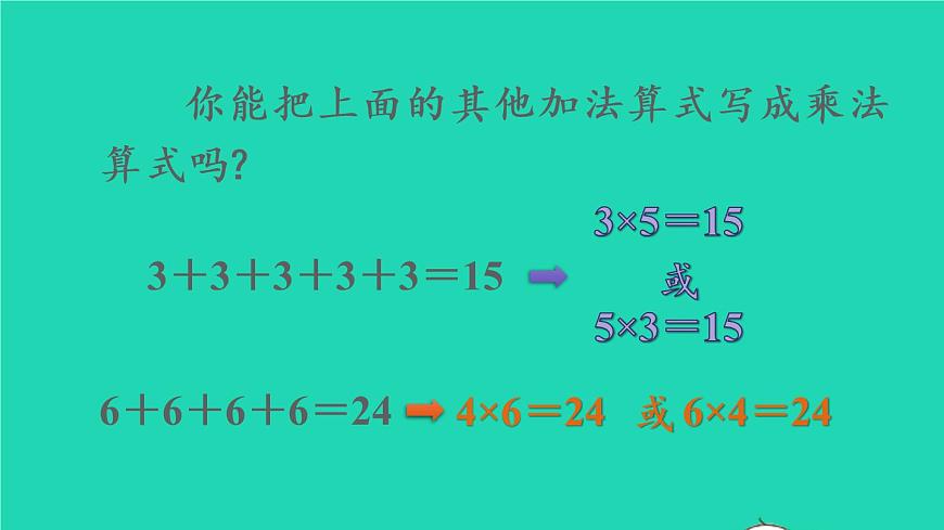 2022二年級數(shù)學(xué)上冊4表內(nèi)乘法一1乘法的初步認(rèn)識教學(xué)課件新人教版第8頁