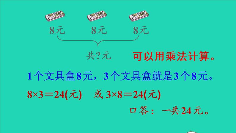2022新人教版二年级数学上册6表内乘法二28的乘法口诀第2课时解决问题(教学课件+教学设计+教学反思)04