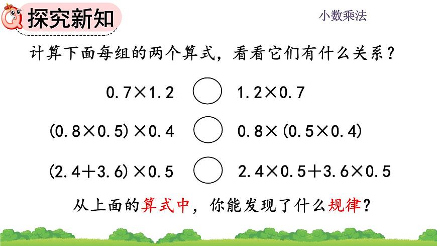 人教版小學(xué)數(shù)學(xué) 五年級(jí)上冊(cè) 1.4 整數(shù)乘法運(yùn)算定律推廣到小數(shù) 課件第4頁(yè)