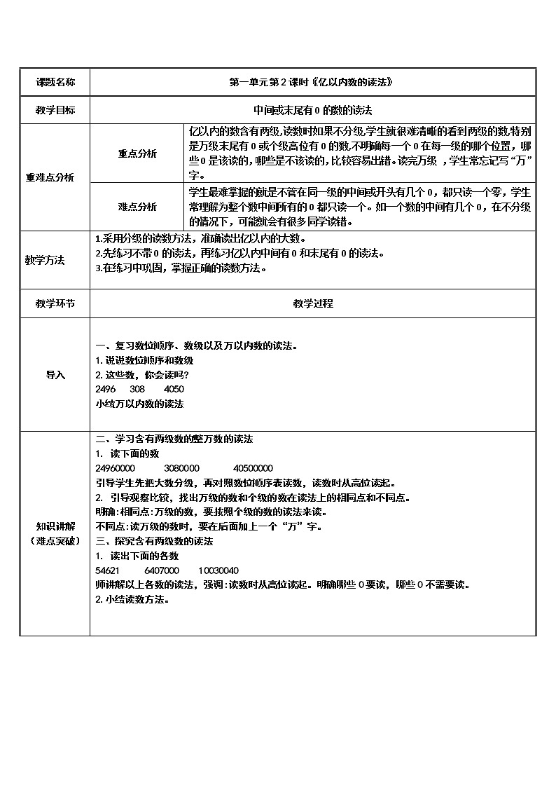 四年级数学上册教案-1.1亿以内数的读法14-人教版第1页