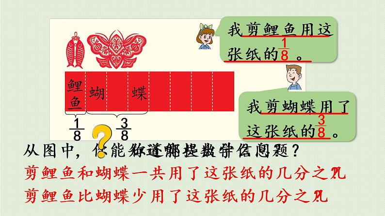 数学青岛五(下)课件 三 剪纸中的数学—分数加减法(一)第2课时 同分母分数加减法第5页