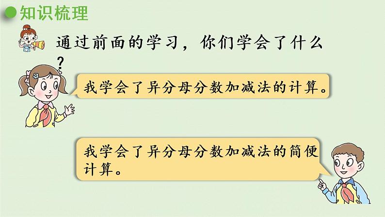 数学青岛五(下)课件 五 关注环境—分数加减法(二)回顾整理第2页