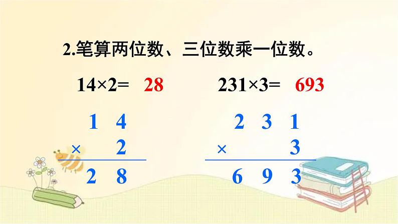 人教版数学三年级下册 第1课时 笔算乘法(不进位) 课件第3页