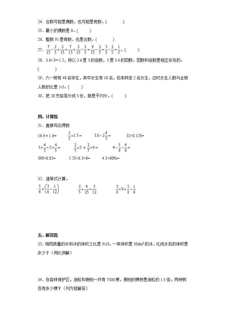 (小升初押题卷)数与代数(专项复习)-最新六年级下册小升初高频考点数学试卷(人教版)第3页