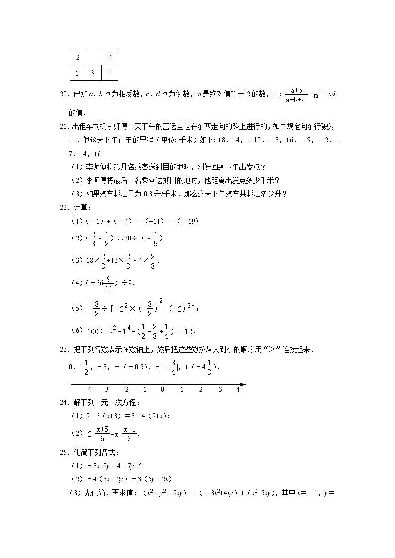 山东省济南市莱芜区大王庄镇大槐树中学2022-2023学年六年级数学上学期第三次月考测试题+03