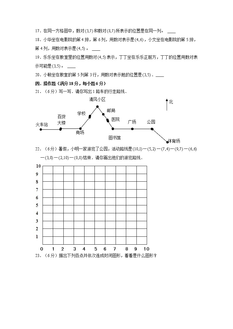 【期末专项复习】北师大版数学四年级上册期末专项强化A卷——5.方向与位置(含答案)第3页