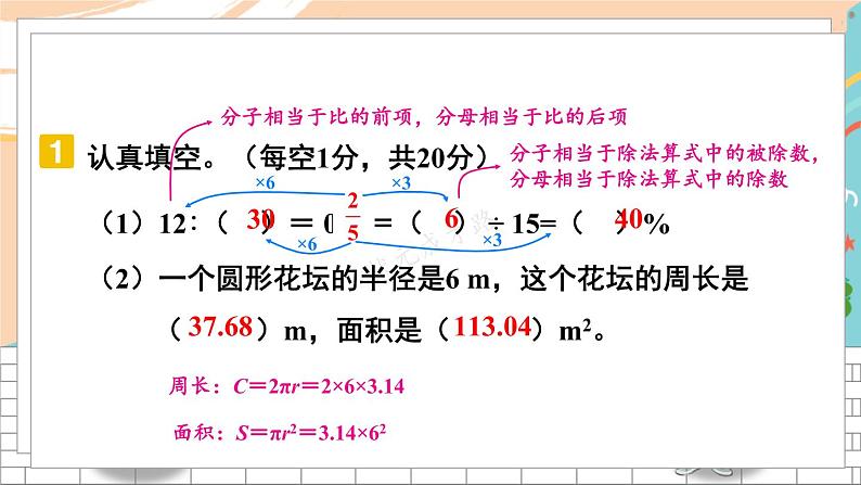 新人教版数学六年级上册 21 期末模拟训练二 期末复习PPT课件第3页