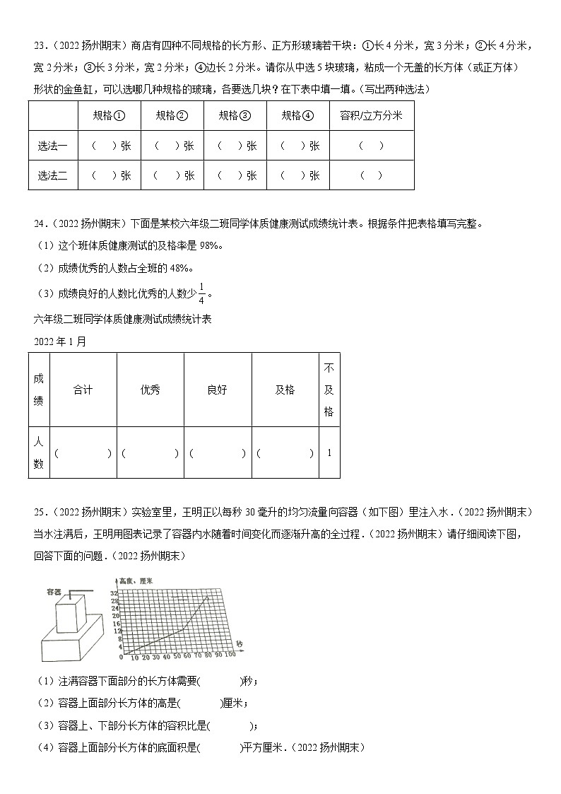2023学年江苏省扬州市六年级上学期数学期末真题优选集锦—填空题100题【试卷+解析】第3页