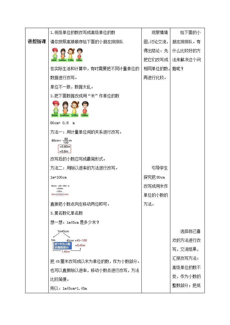 人教版小学数学四年级下册 4.6 小数与单位换算 课件+教学设计+同步练习02