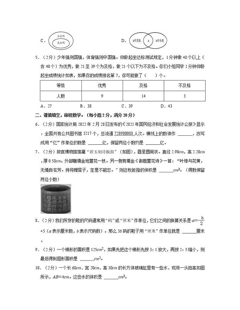 【小升初】人教版湖北省潜江市2022-2023学年小学数学升学分班考测试卷AB卷2套(含解析)第2页