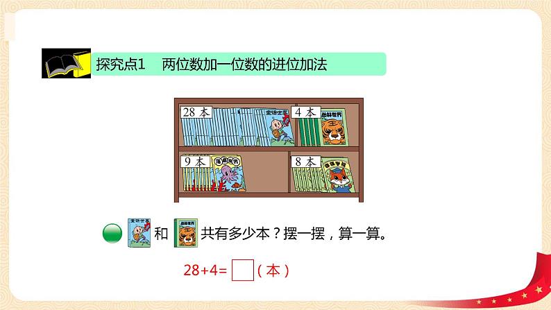 第六单元 1.图书馆(两位数加一位数的进位加)(课件)-2022-2023学年一年级数学下册同步备课(北师大版)06