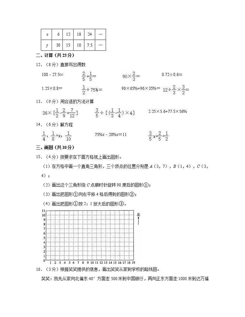 【小升初】人教版2022-2023學(xué)年安徽省滁州市數(shù)學(xué)秋季分班考模擬試卷AB卷（含解析）第3頁(yè)