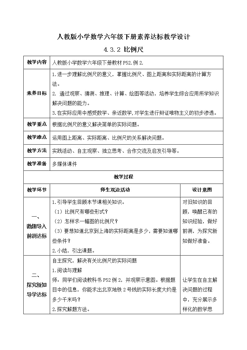2023春人教版六年级数学下册备课资源包-4.3.2 比例尺(例2) 课件教案练习01