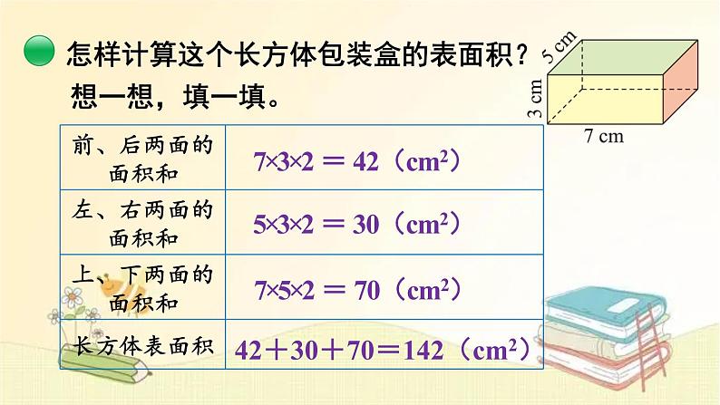 北师大版数学五年级下册 第4课时 长方体的表面积 课件第5页