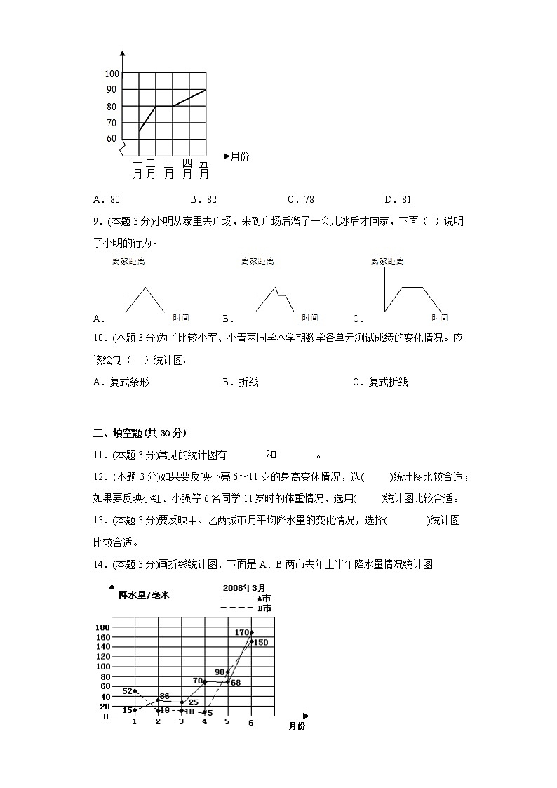 6.折线统计图寒假预习自测西师大版数学五年级下册03