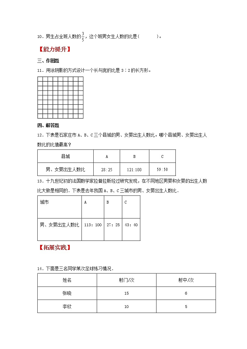 【分层作业】4.1 比的意义(同步练习) 六年级上册数学同步课时练 (人教版,含答案)第2页