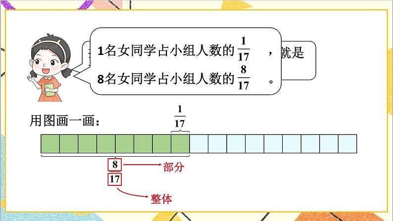 五 分数的意义和性质 1.分数的意义 第3课时 用分数表示整体的一部分 课件第4页