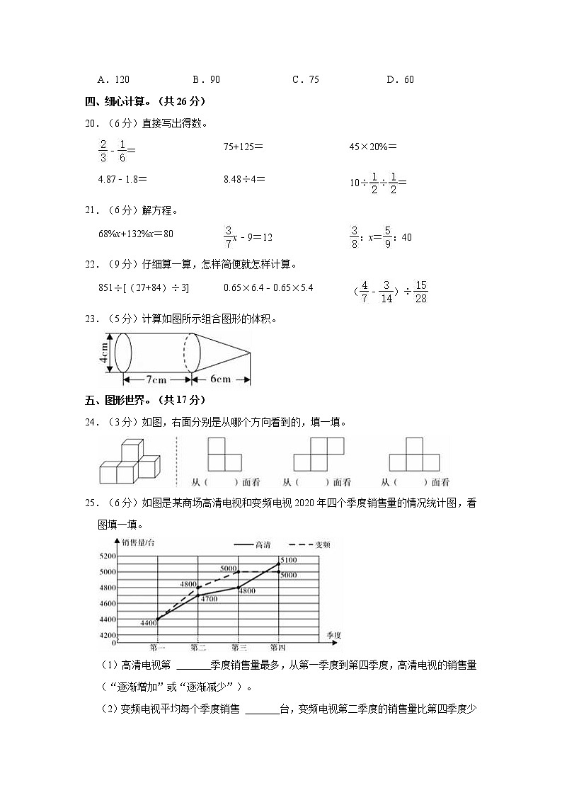2021年陕西省咸阳市兴平市小升初数学试卷03