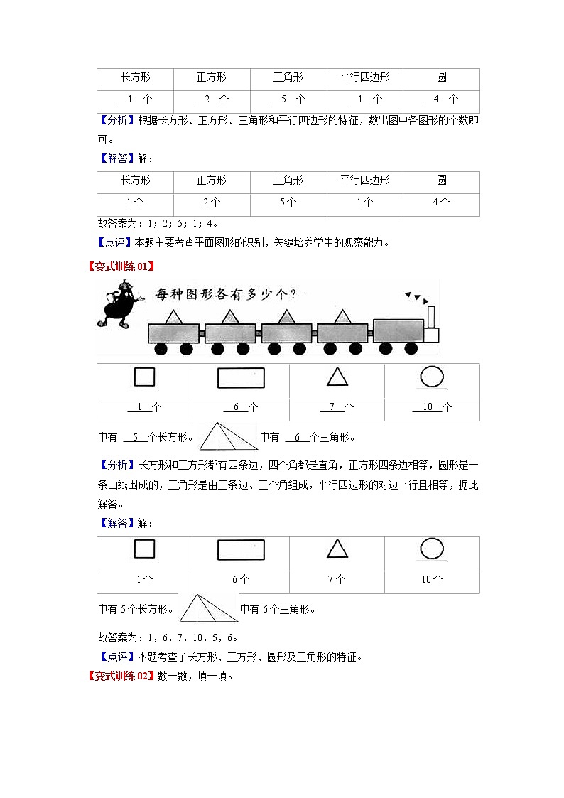 第二单元 认识图形(二)——2022-2023学年一年级下册数学苏教版知识点总结+练习学案(教师版+学生版)02