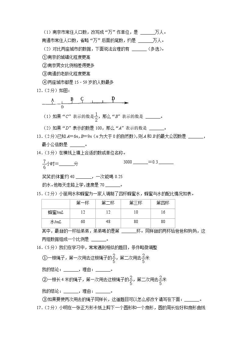 江苏省南通市通州区2021-2022学年小升初数学试卷第3页