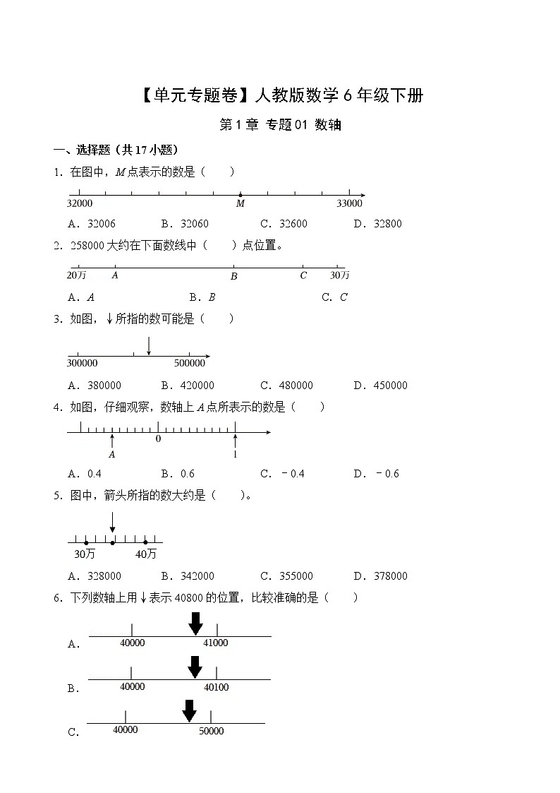 【单元专题卷】人教版数学6年级下册第1章·专题01 数轴(含答案)02