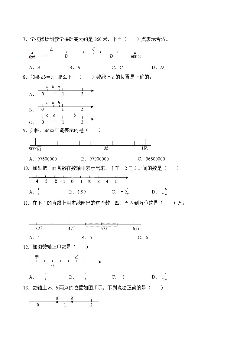 【单元专题卷】人教版数学6年级下册第1章·专题01 数轴(含答案)03