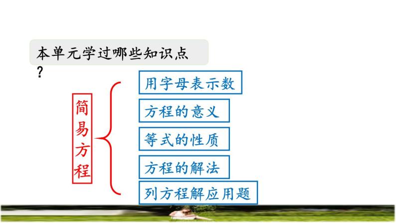 人教版五年级数学上册第五单元简易方程-《整理复习》课件02