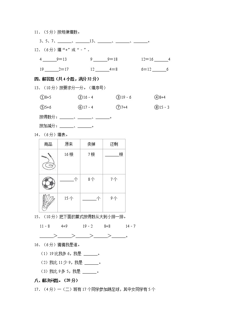 2021-2022学年河南省周口市郸城县一年级(上)期末数学试卷第2页