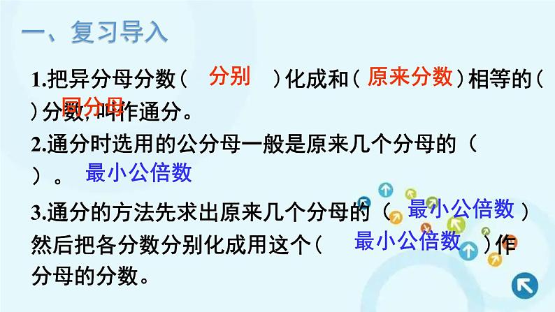 人教版数学五年级下册 5.通分 第4课时 通分(2) 课件第2页