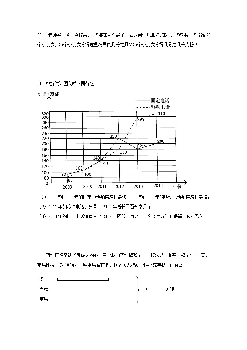 期中常考题检测卷(试题)-小学数学五年级下册++苏教版03