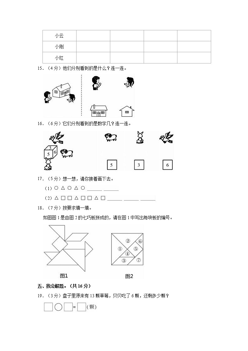 2021-2022学年陕西省汉中市城固县一年级(下)期中数学试卷第3页