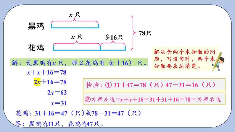 八 方程 4.列方程解决问题 第3课时 有两个未知数的问题 PPT课件08