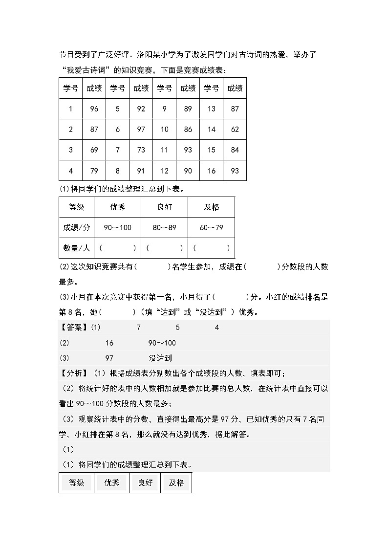 3.1复式统计表-2022-2023学年三年级数学下册课后作业设计(解析版)人教版第2页