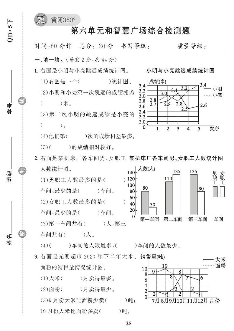 (2023春)青岛版小学数学(五下) 第六单元和智慧广场综合检测题01