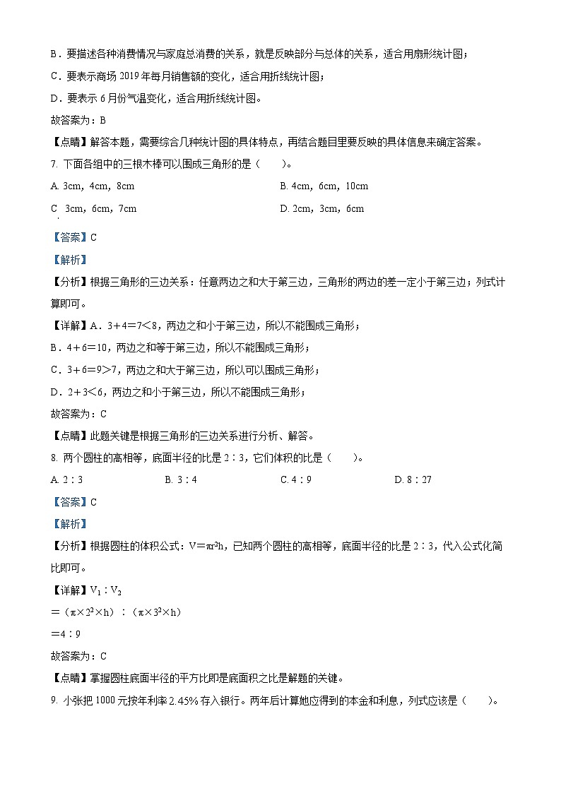 【小升初真题卷】2021-2022学年吉林省四平市铁西区人教版六年级下册期末测试数学试卷(原卷版+解析版)03