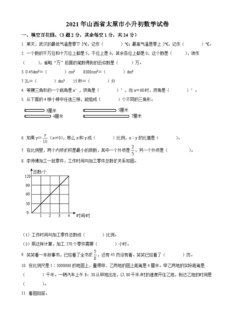 【小升初真题卷】山西省太原市2021年人教版小升初考试数学试卷(原卷版+解析版)01