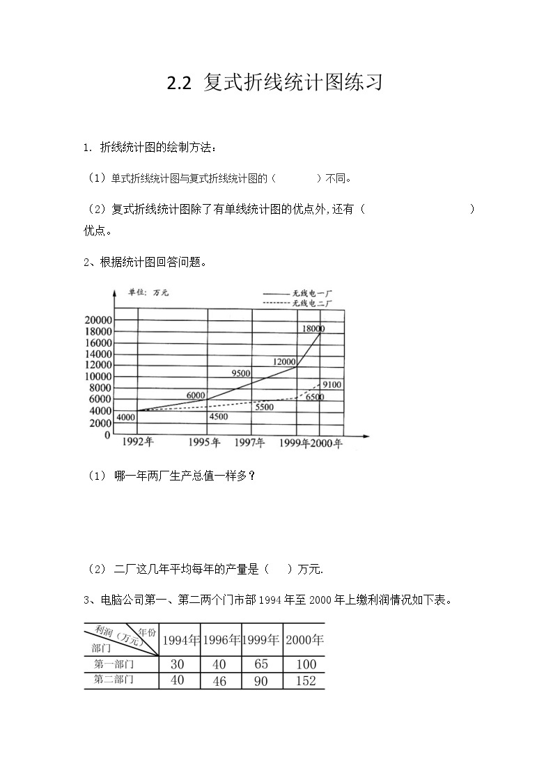 2.2 复式折线统计图 试卷01