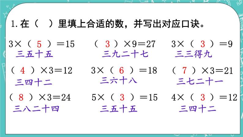 西师大版数学二年级上册 第一单元  表内乘法（一） 第8课时  练习课 PPT课件02