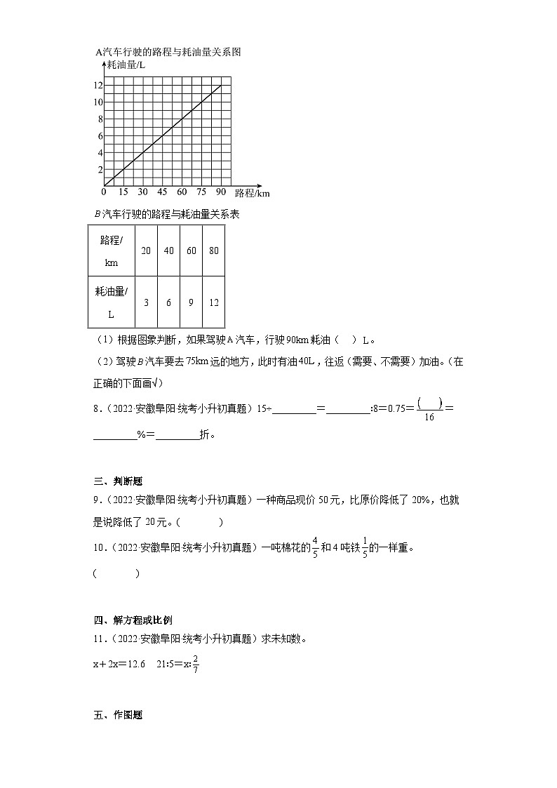 安徽省阜阳市2021-2022两年小升初数学真题知识点分类汇编-02数的运算第2页