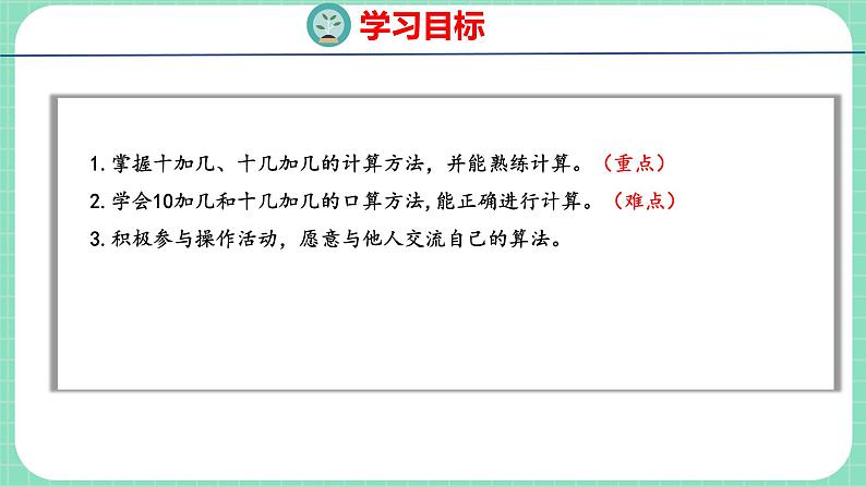 8.1 10加几和十几加几(课件)一年级上册数学冀教版第2页