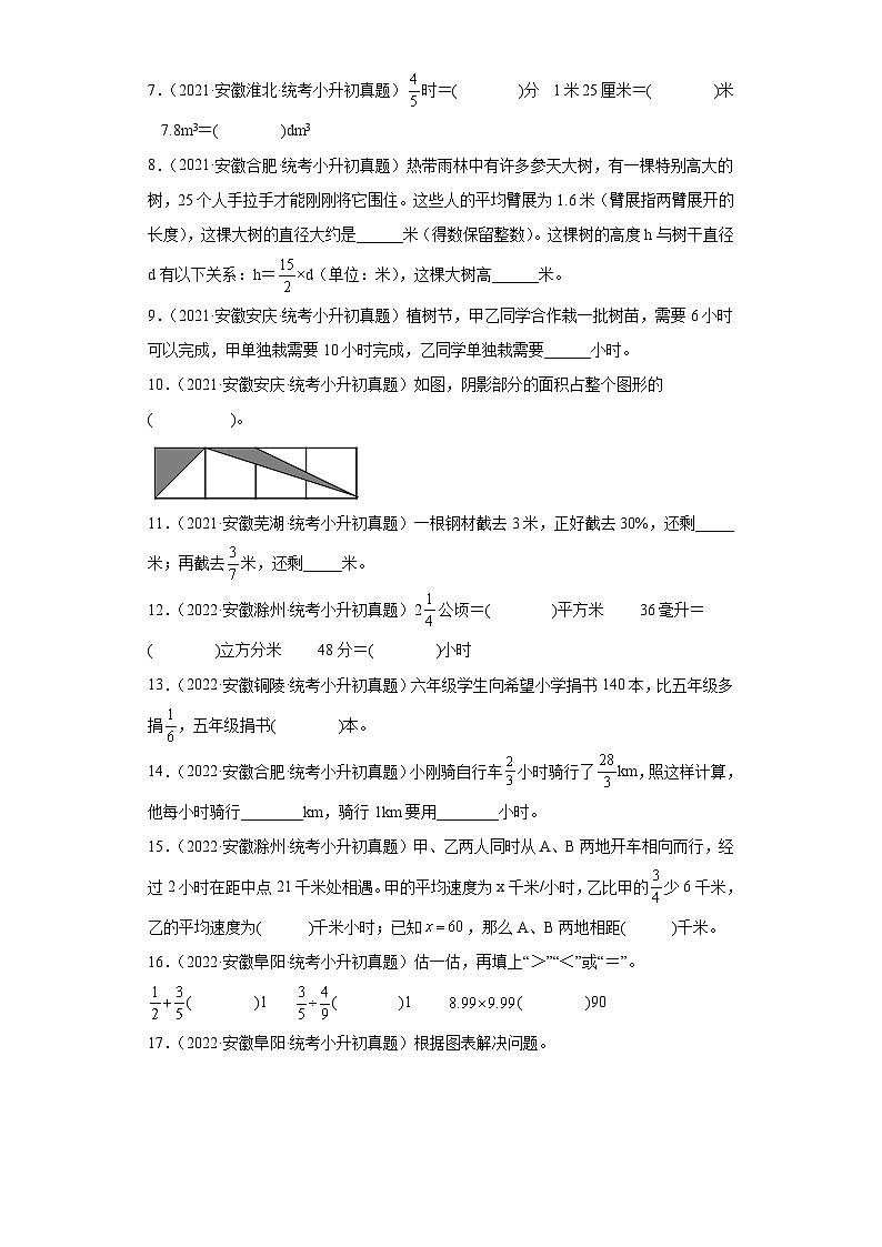 小升初知识点分类汇编(安徽2年)--07分数的四则运算选择、填空、判断题(试题)-六年级数学下册人教版第2页
