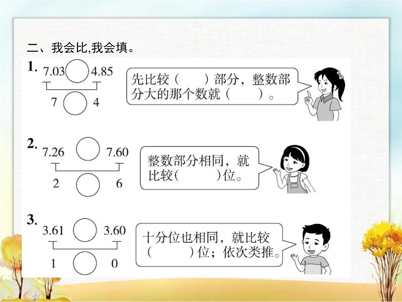 人教版(精编)小学数学四年级下册小数的意义和性质2第2课时小数的大小比较教学课件第3页