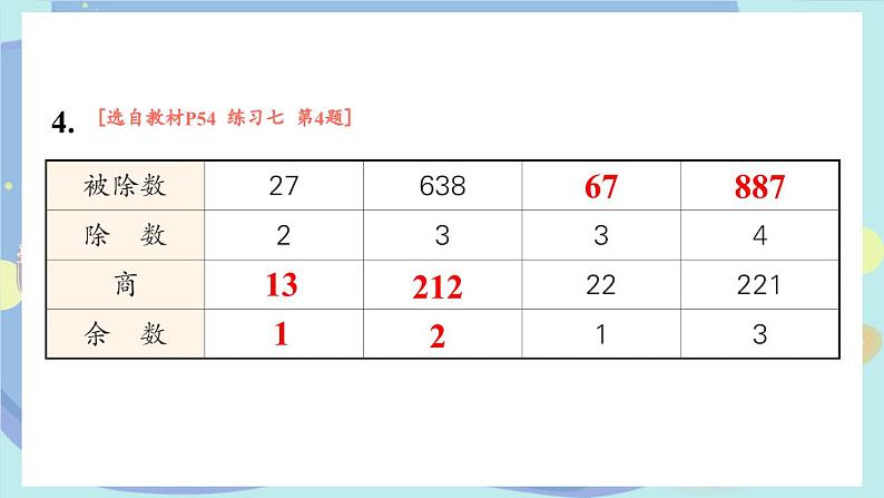 苏教版数学3年级上册 四 两、三位数除以一位数 练习七 PPT课件06