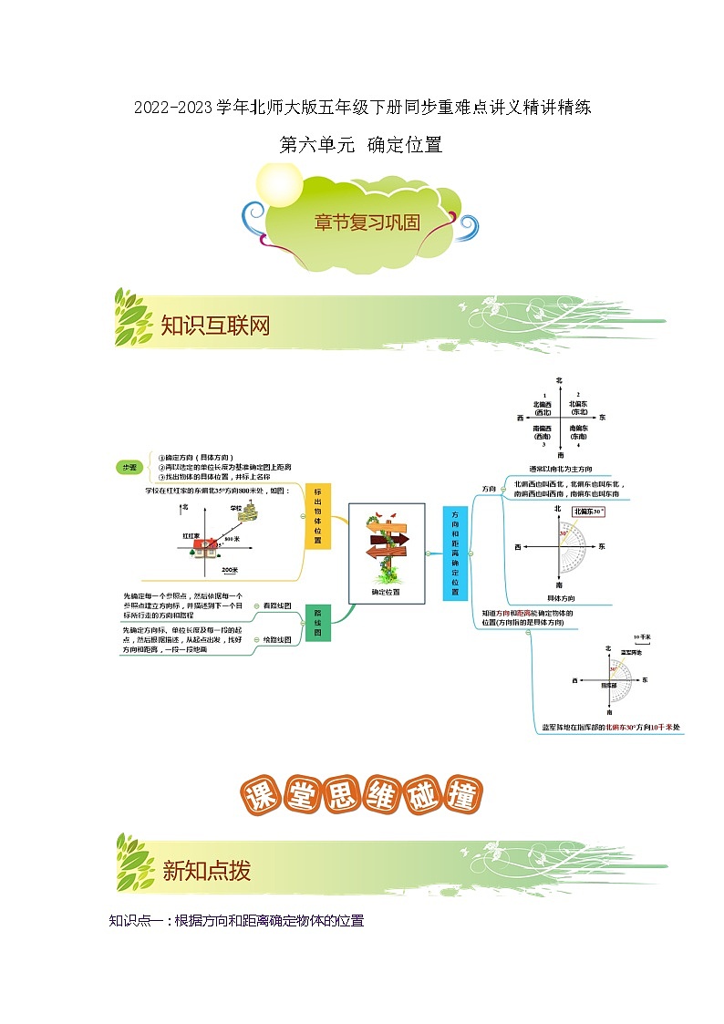 第六单元《确定位置》(原卷版+解析版)——【期末复习】2022-2023学年五年级下册数学单元复习知识点+练习学案(北师大版)01