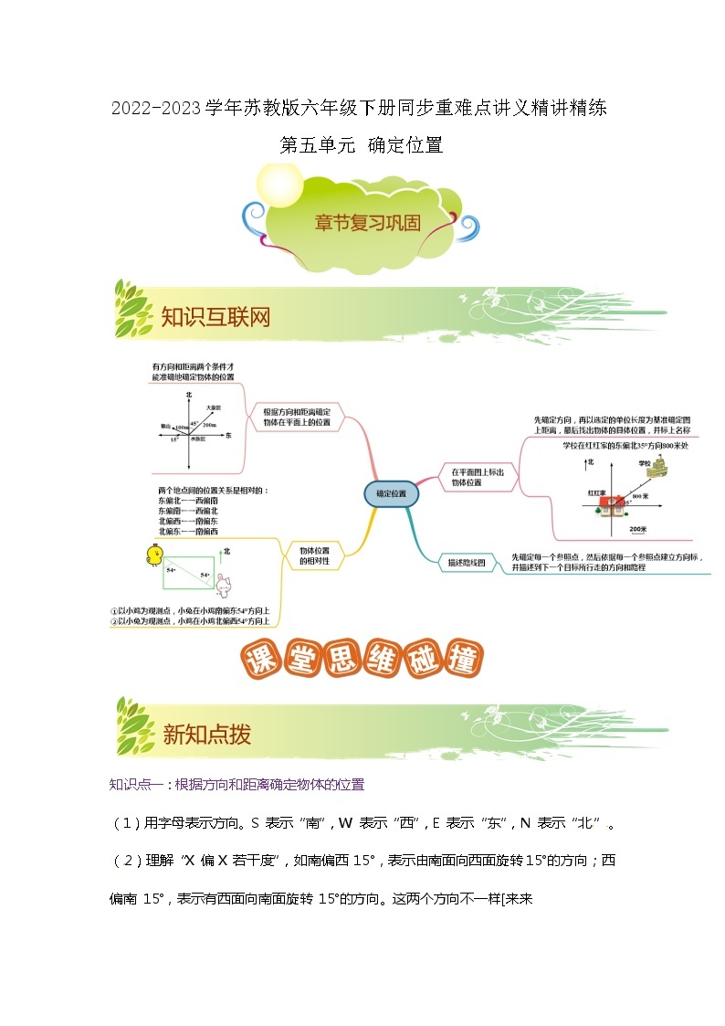 第五单元《确定位置》（原卷版+解析版）——【期末复习】2022-2023学年六年级下册数学单元复习知识点+练习学案（苏教版）01