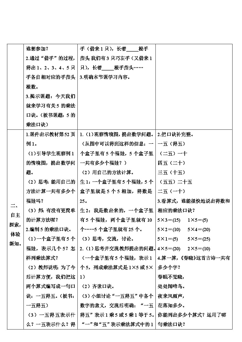 人教版数学2年级上册 4.2 第1课时 5的乘法口诀 PPT课件+教案+导学案02