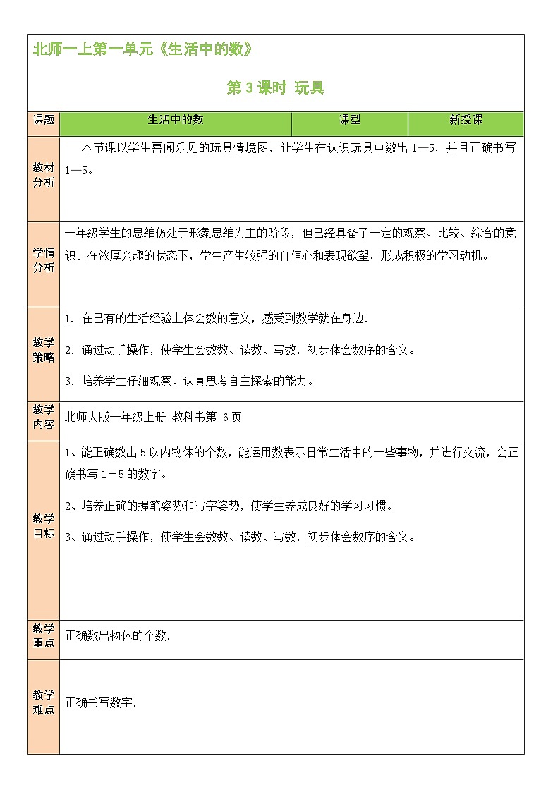 北1数上 一 生活中的数第3课时 玩具 PPT课件+教案01