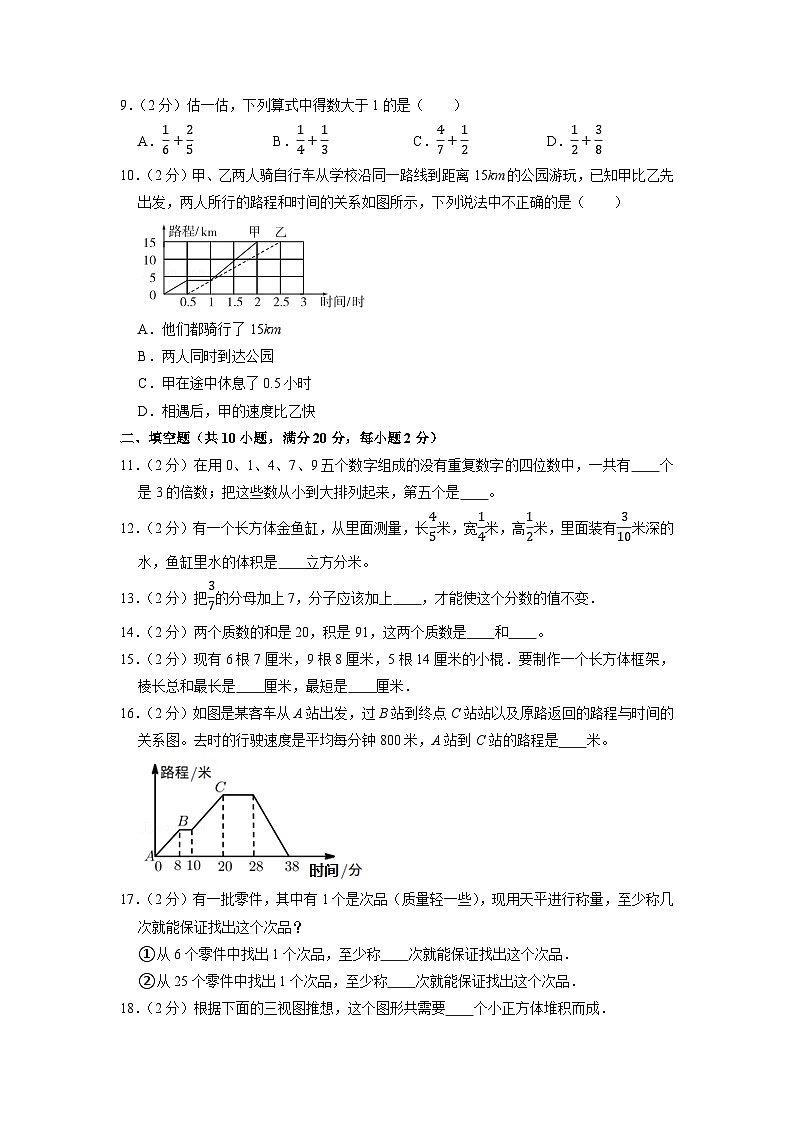 最新人教版五年级下册数学期末综合素质测评卷(三)附答案第2页